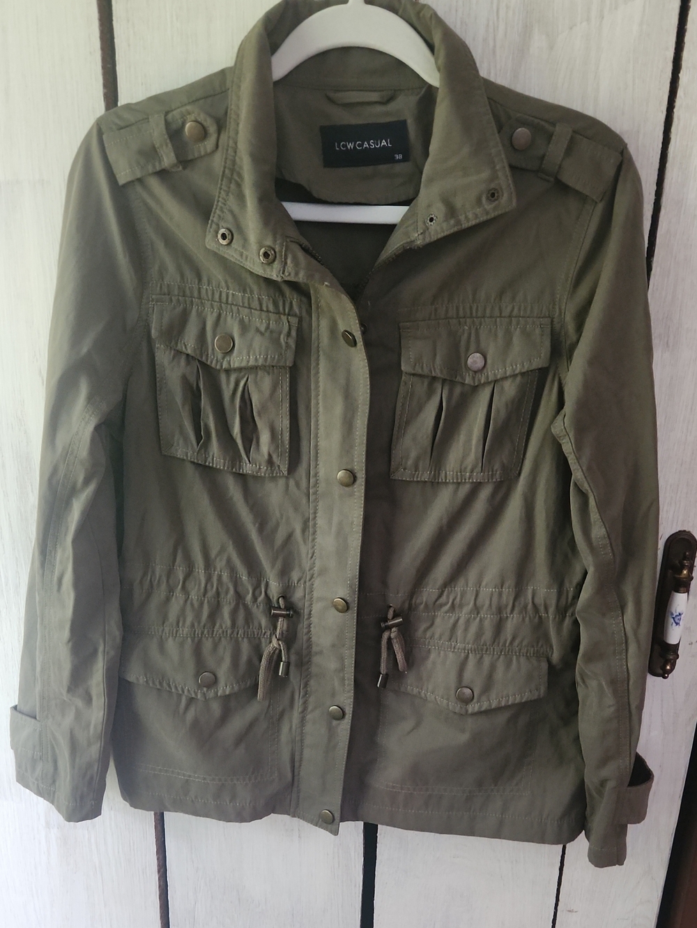 LC Waikiki Utility Cargo Military Style Zip Up Jacket Olive Green Size 38/M/8-10